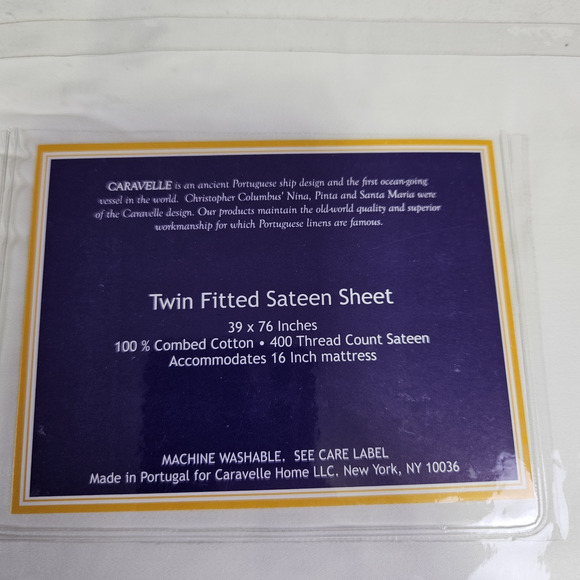 $265 Caravelle 400 Luxury Sateen Cotton White Twin Sheet Set 4PC European Linens - Picture 5 of 13